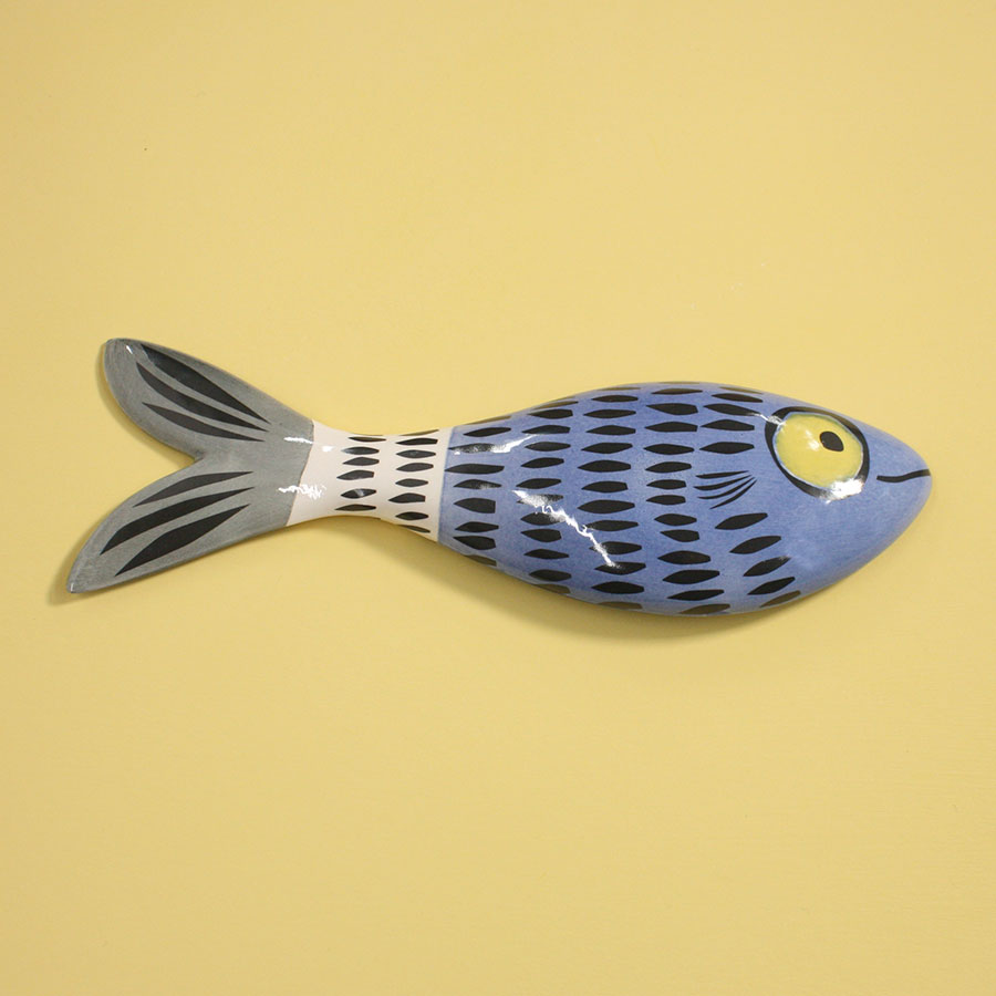Décoration murale poisson en céramique Bleu cobalt