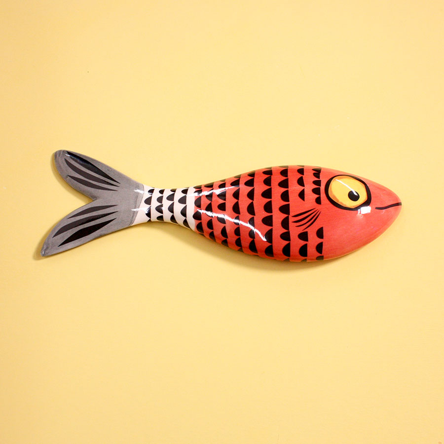 Décor mural en céramique Poisson Rouge vif