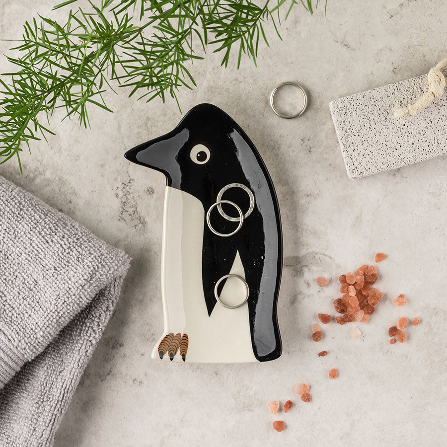 Vide-poche pingouin en céramique fait main