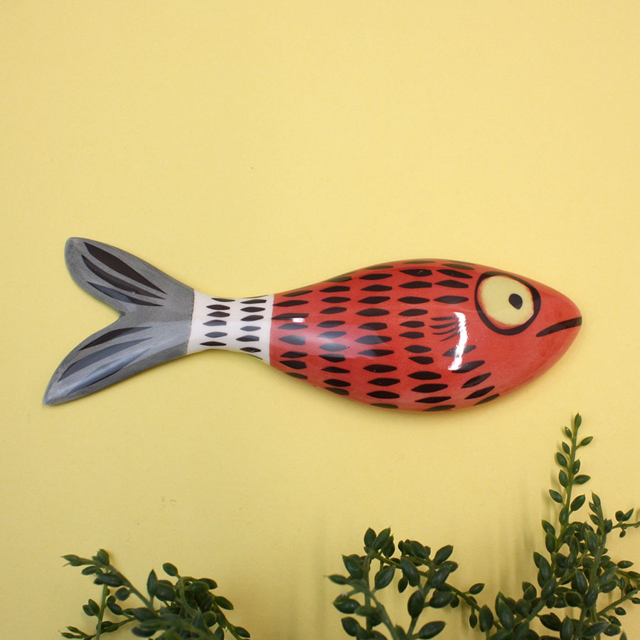 Décor mural en céramique Poisson Rouge vif