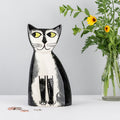 Tirelire Chat Noir et Blanc en Céramique Faite Main