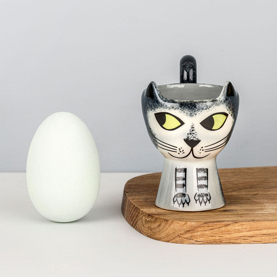 Coquetier Chat Tigré Gris