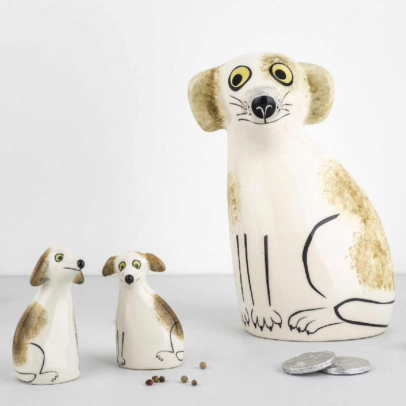 Tirelire Chien Marron et Blanc