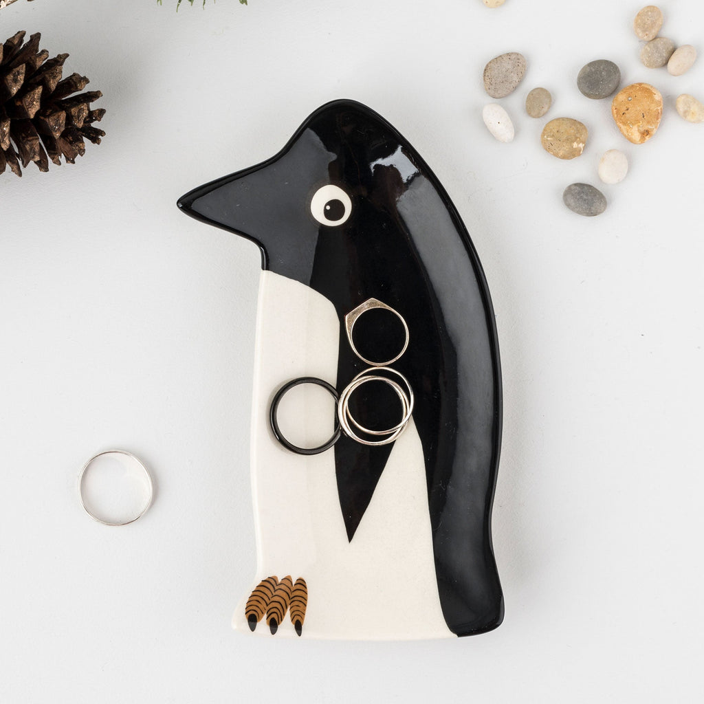 Vide-poche pingouin en céramique fait main
